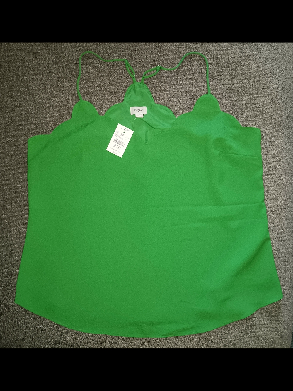 J. Crew Green Scallop-Edge Spaghetti Strap Cami